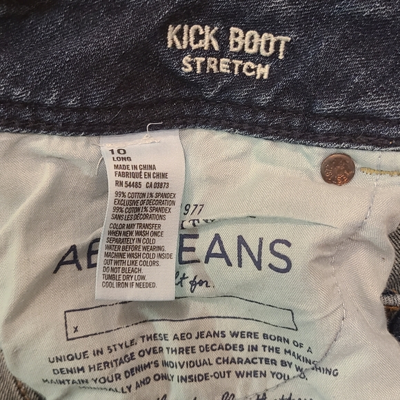 American Eagle Stretch Kick Boot Blue Denim Jeans Women’s Size 10 Long 2013 - Picture 5 of 12